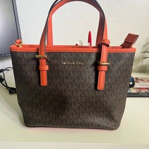 Michael Kors Brown and Orange Tote Bag